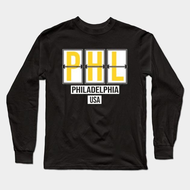 PHL - Philadelphia Airport Code Souvenir or Gift Shirt Long Sleeve T-Shirt by HopeandHobby